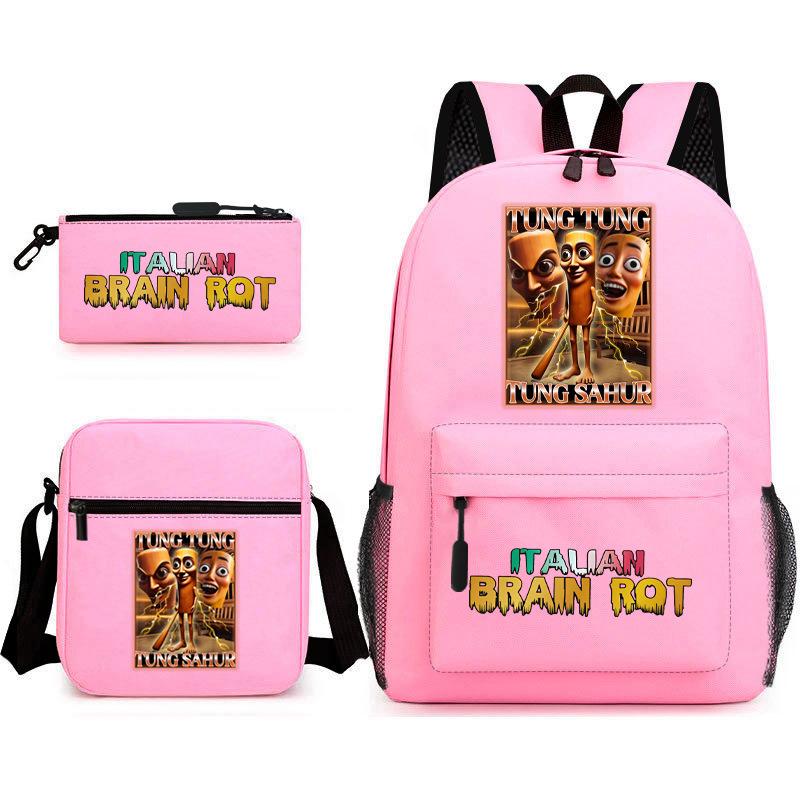 School Bag Tongtongsahur Cartoon Abstract Shanhaijing Primary School Students and Teenagers Backpack Three-piece Set L