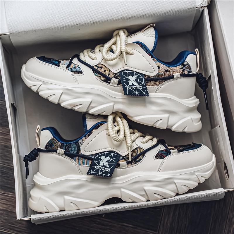 

2025 spring and autumn new trend thick-soled heightening sports shoes, youth non-slip breathable lightweight dad shoes men s 39