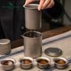 Titanium Travel Tea Set With Gooseneck Teapot Double-Walled Cup Lightweight Portable Gaiwan Camping Hiking Outdoor Use