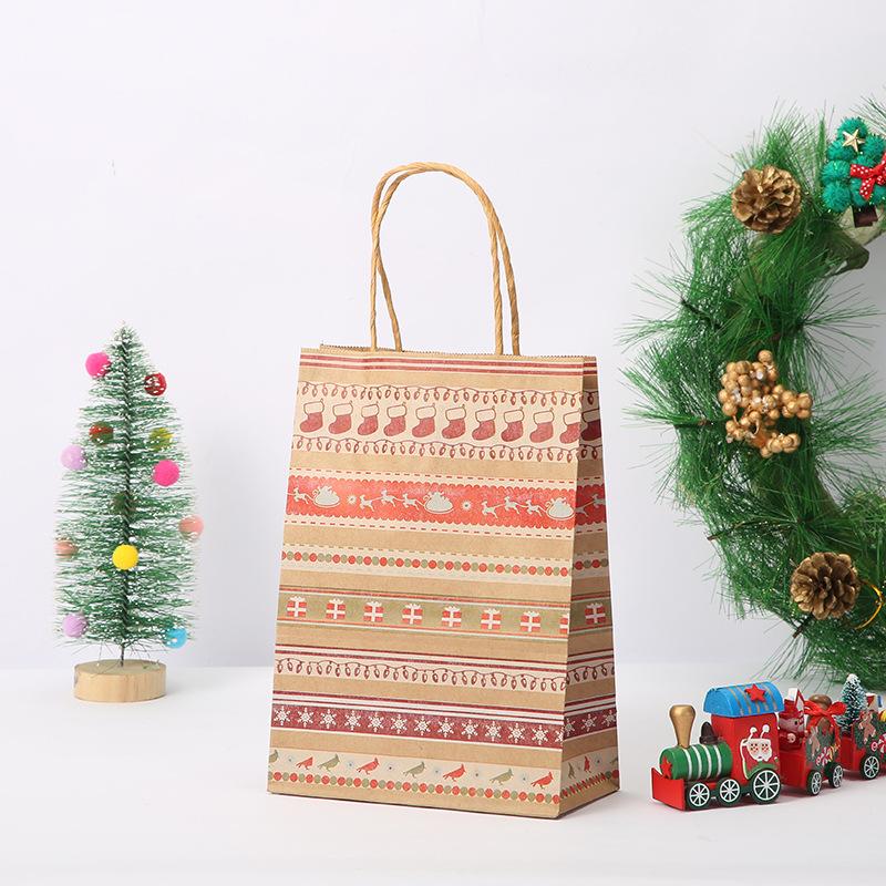 

StoBag, for Christmas Kraft Paper Bags, Snow pattern, packing Goodies Presents, Kids Party Supplies, Decor, Reusable, 12/30pcs 30pcs&15x8x21cm