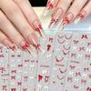 6pcs 3D Red White Bow Ribbon Nail Stickers Cute Polka Bowknot Dot French Lines Nail Decals 8*10cm Self-adhesive Bow Nail Decora