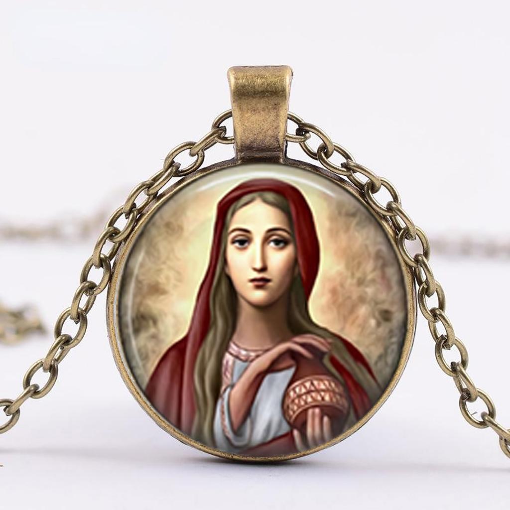 Христианское ожерелье-подвеска с Девой Марией, украшения веры, надежды, любви, религиозные подарки для женщин, подвеска-ожерелье с драгоценным камнем времени