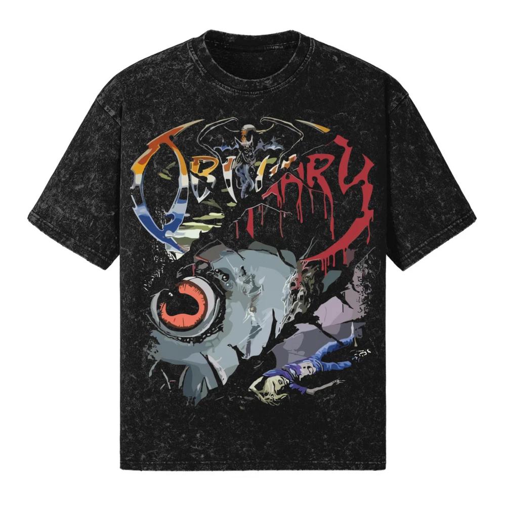 OBITUARY T-Shirt 260 GSM | Men’s Women’s Oversized Snow Wash 100% Cotton S