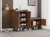 Modern Shoe Bench with Wood Grain, Shoe Cabinet, Four Storage Doors, Asymmetrical Metal Handles, W120/D34/H82.8 CM (OLD SKU: N657P242917N)
