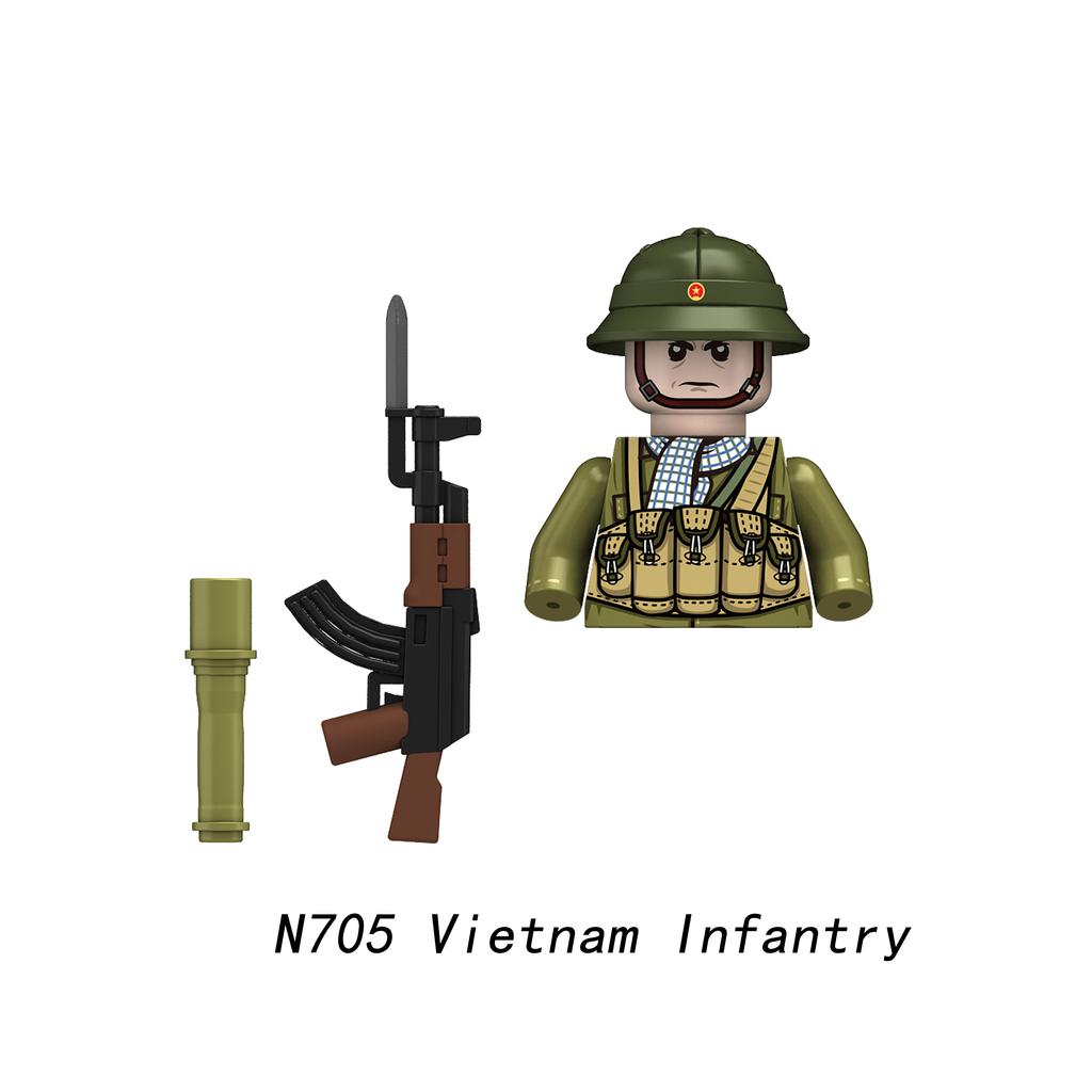 Vietnam Grunt Infantry Soldier Military Minifigure Models Kids Toys Building Blocks Gift Boys Girls Moc