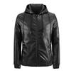 Fleece Men's Leather Jacket Leather Jacket Hooded Slim Fit Korean Version Locomotive Casual Jacket