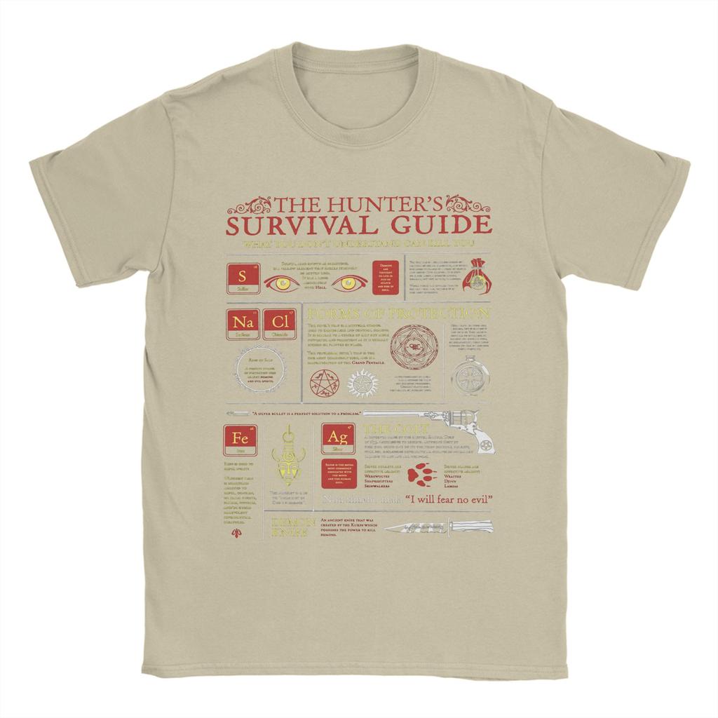 The Hunters Survival Guide T Shirts Pure Cotton Funny T-Shirts Round Collar Supernatural Tees Short Sleeve Tops New Arrival
