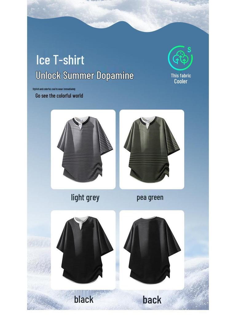 Men's American Style Faux Two-Piece Short Sleeve T-Shirt - 2026 Summer Collection, Loose and Versatile