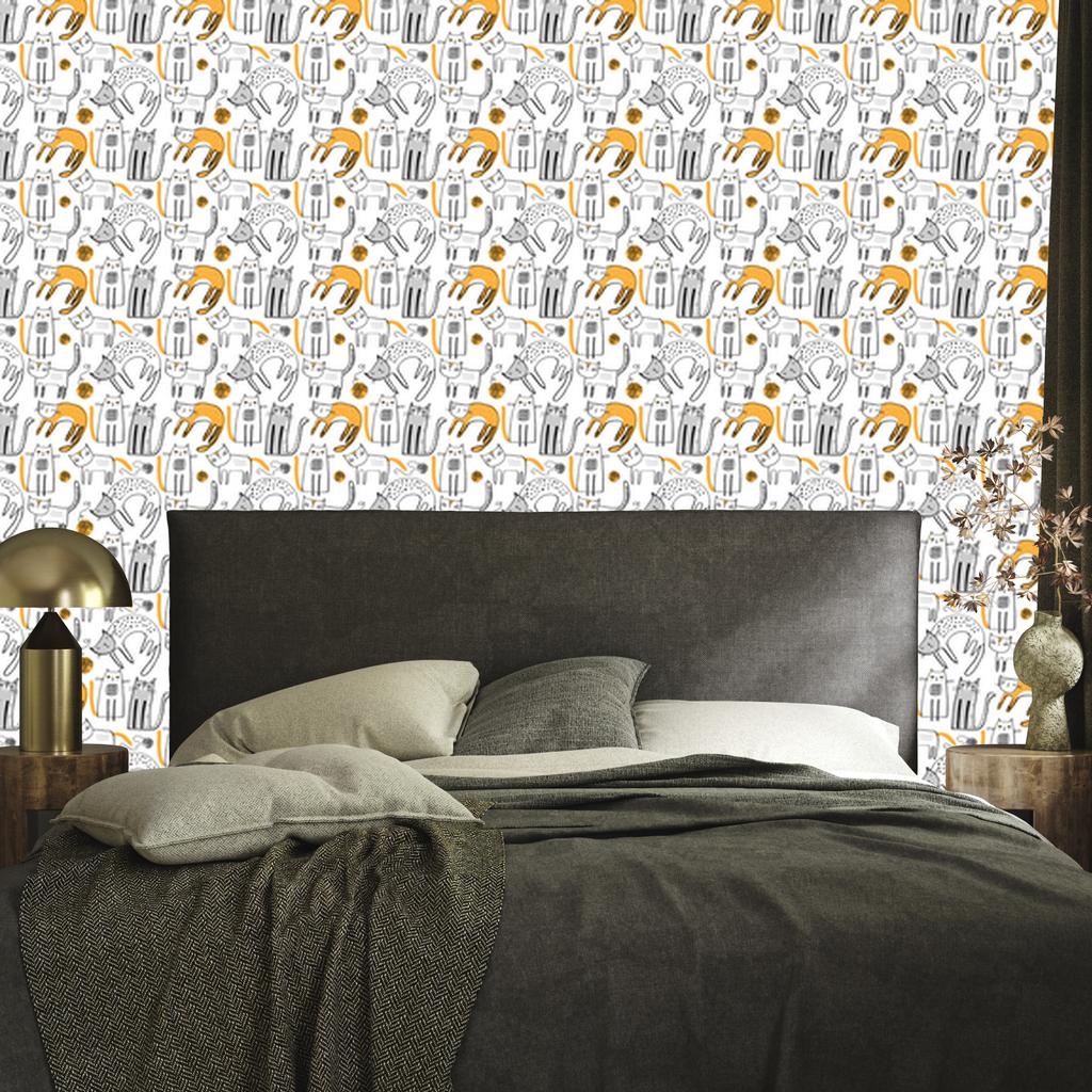 Scandinavian style Cats wallpaper for living room and bedroom 50x1000