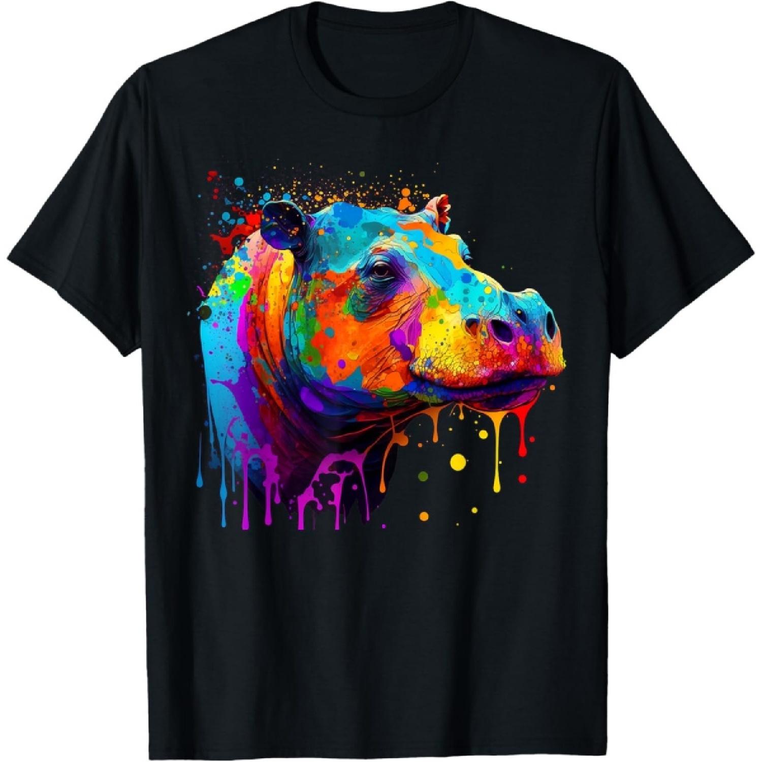 Милый любитель гиппопотамов Животное на футболке с гиппопотамом S