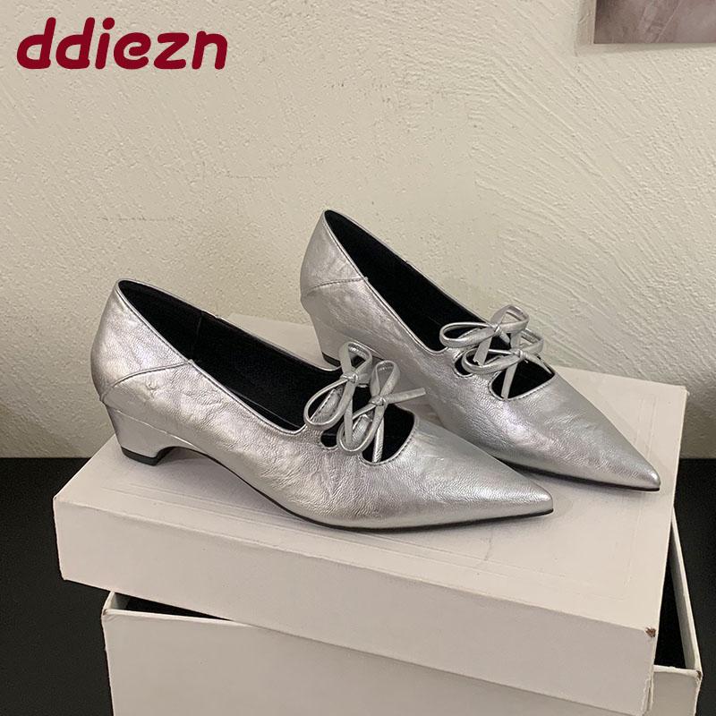 Fashion 2025 New Fashion Butterfly-Knot Ladies Low Heel Slip On Shoes Luxury Female Shallow Footwear Pointed Toe Women Heel Shoes Pumps