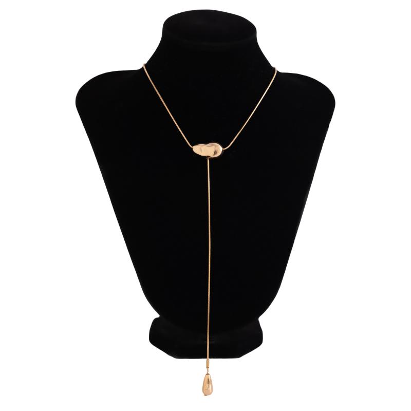 Vintage Metal Simple Water Drop Pendant Necklace For Women Trendy Long Thin Chain Necklace Aesthetic Y2K Jewelry Gift