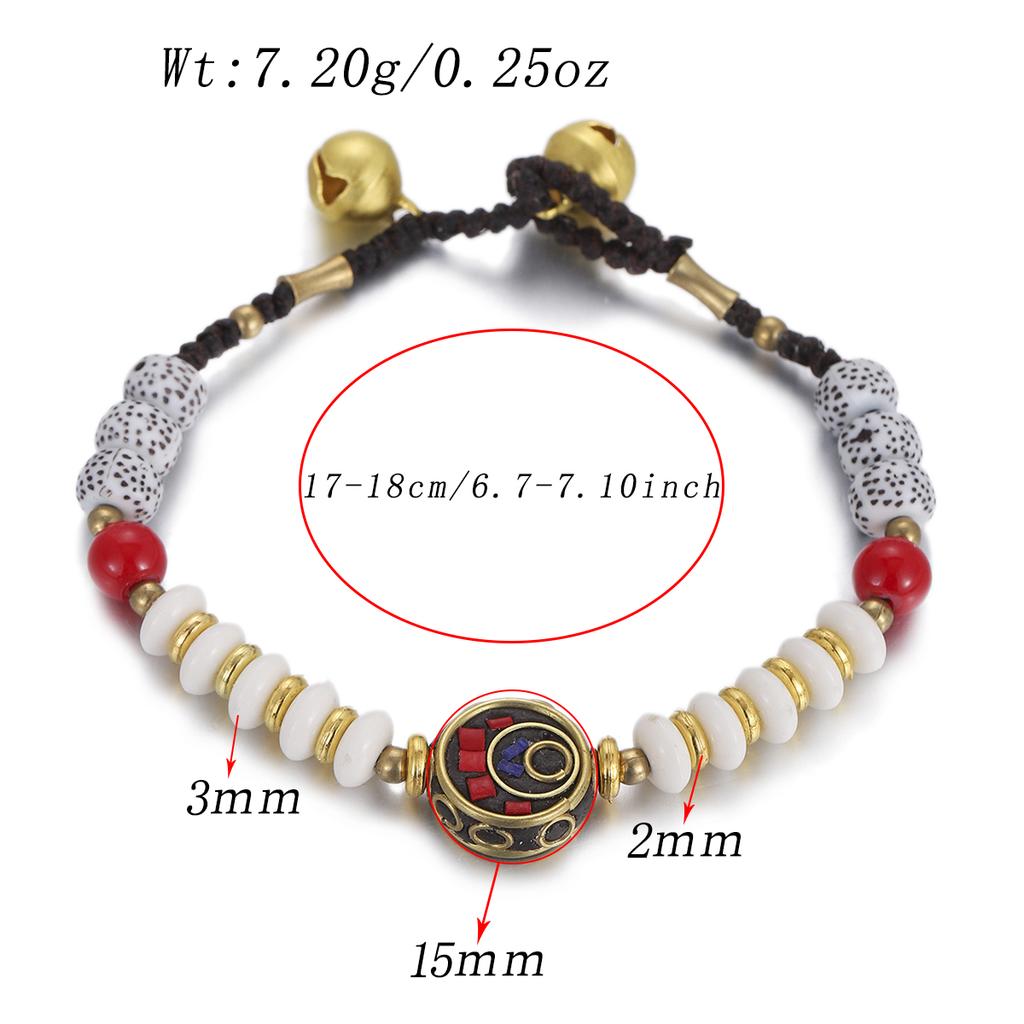Ethnic Nature Stone Nepal Copper Beads Bracelet Women Men Vintage Tibetan Buddhist Mantra Hand Prayer Wheel Bracelets Zircon