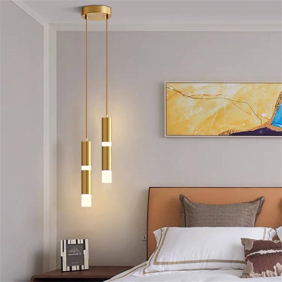 NEW Acrylic Bedroom Bedside LED Pendant Lamps Black Golden Long line hanging Light Island Bar Counter Shop Kitchen Pendant Light
