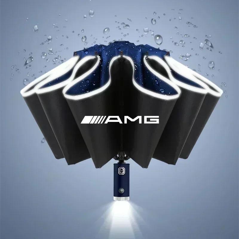 Automatic Reflective Stripe Reverse Led Light 10 Ribs Windproof Umbrellas For Mercedes Benz AMG W212 W204 W211W168 W213 W205 NK9