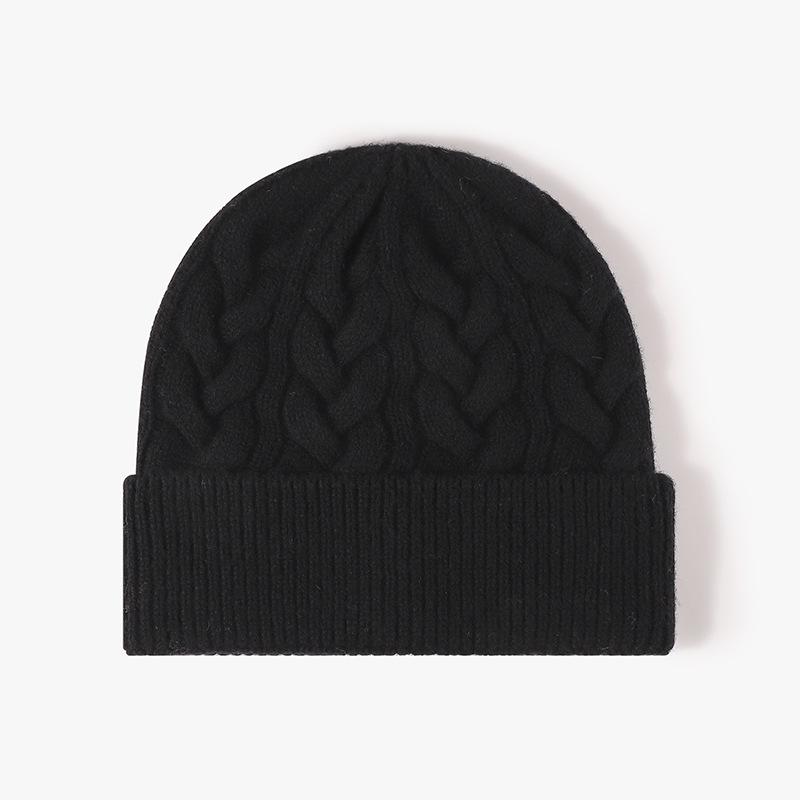 High Quality Winter Thick Custom Logo Earflap Beanie Color Wool Knitted Hat Warm Beanie Pullover Hat