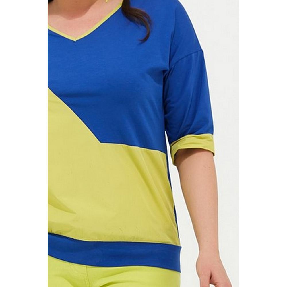 Fierte Kobieta Duży Rozmiar Bluzka Lm87100 Dekolt V Pół Rękawa Dzianina Spadochronowa Kombinacja