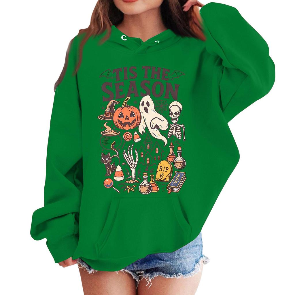 Kids Halloween Print Loose Fit Hoodie Pullover Sweatshirt for Casual Wear