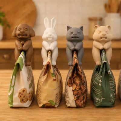 4pcs Bag Sealing Clips, Magnetic for Fridge Use. Keeps Your Coffee, Cereal, Candy, and Snack Bags Tightly Sealed. Each Animal's Legs Form Clips