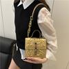 Pleated popular texture autumn new lock trend crossbody simple chain shoulder portable small square bag