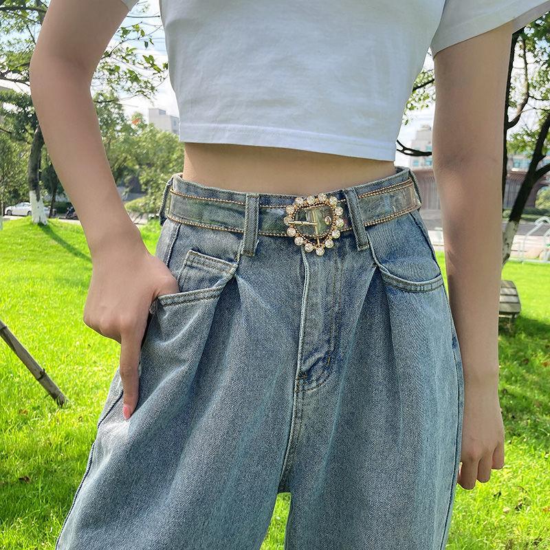 

Элегантный прозрачный пояс на талию для женщин, украшенный декоративным жемчугом и стразами для стильных джинсовых нарядов Heart Rhinestone Gold