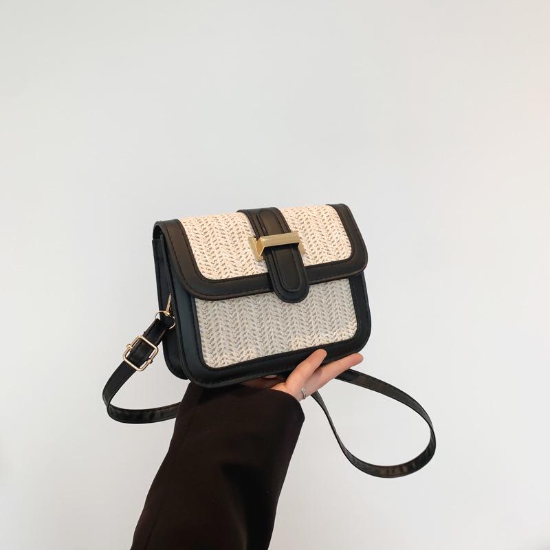 2024 Spring/Summer Women's Knitted Colorblock Straw Handbag – Mori Style