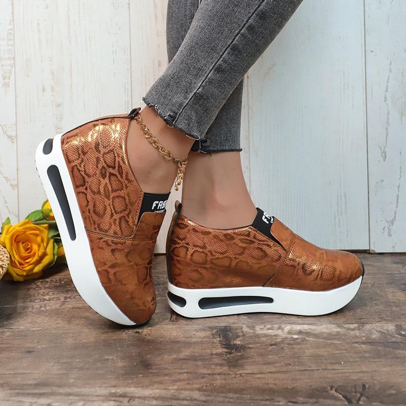 Autumn new muffin thick-soled round head heightened large-size leather women's shoes casual sports shallow single shoes women