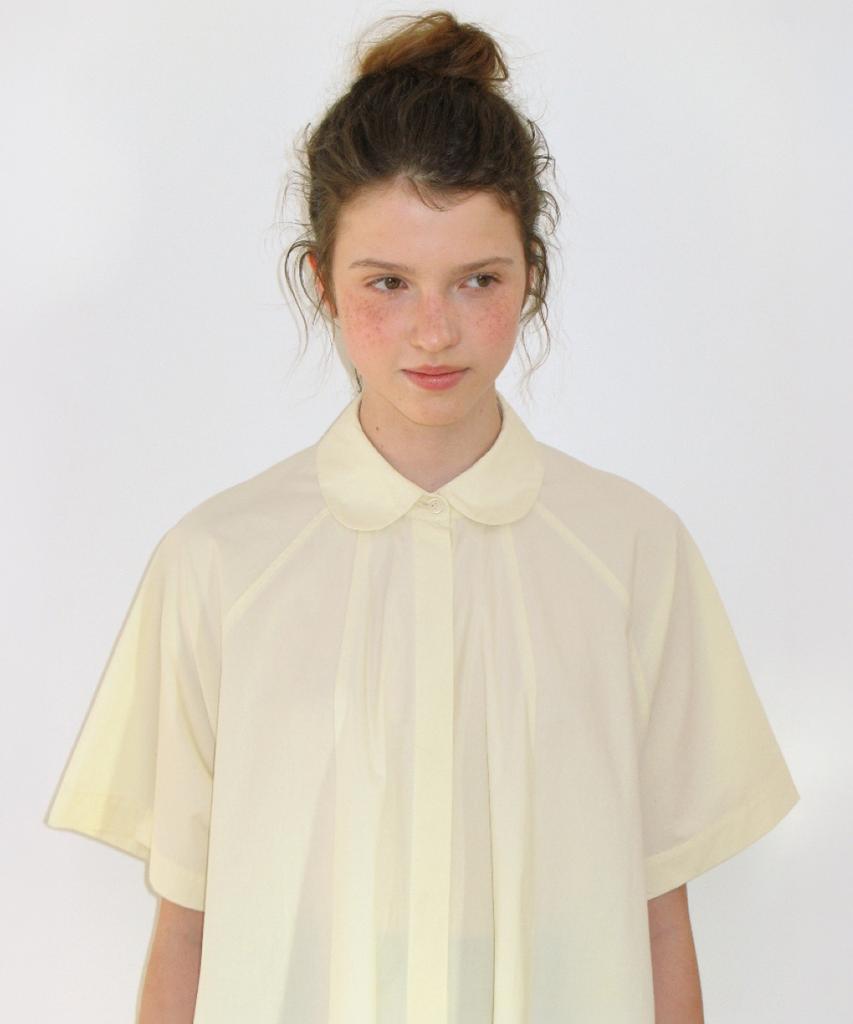 Ronron A Line Collar Shirt Dress Soft Yellow