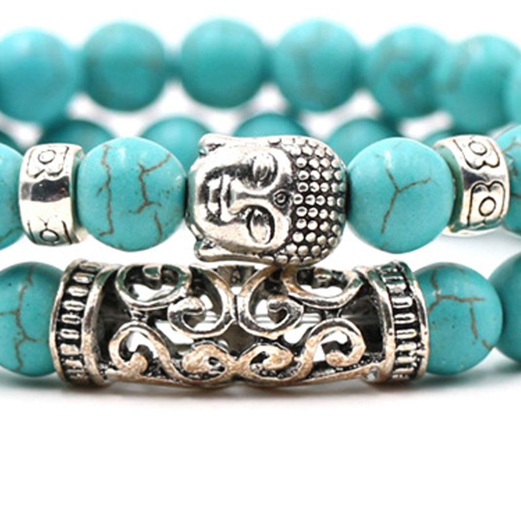 Womens Stone Bracelet Memorable Natural Stone Beads Bracelet Elegant Light Elastic Turquoise Buddha Jewelry Meaningful Beauty