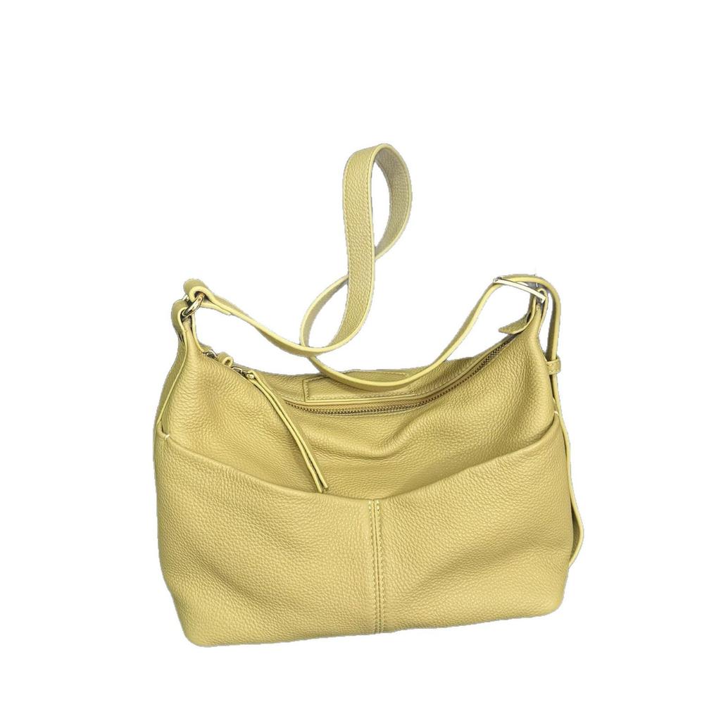 Korean Minimalist Genuine Leather Hobo: Casual Versatile Soft Shoulder Bag with Large Capacity