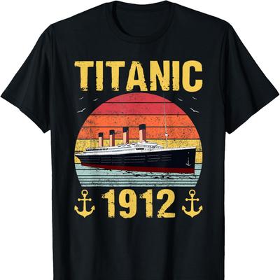 Retro Titanic 1912 Cruise Vessel Vintage Ship Graphic TShirt High Quality Cotton Crewneck Casual Regular Short Sleeve Unisex