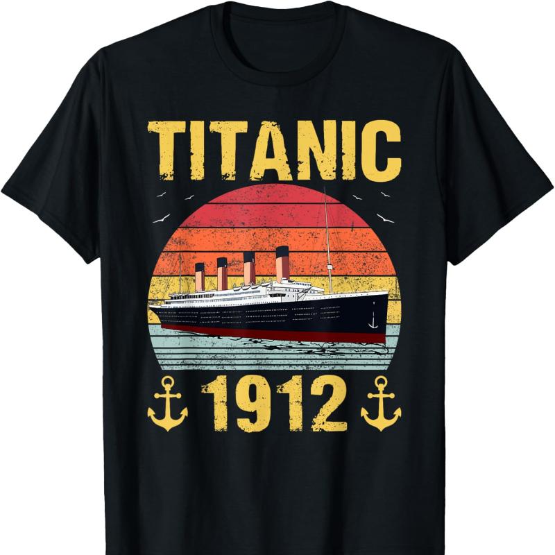 Titanic 1912 Ship Retro Sunset T-shirt S