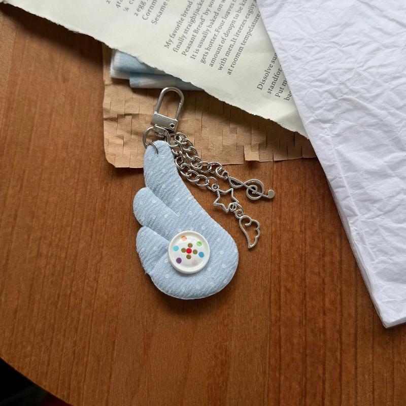 Soft Cloud Fabric Keychain with Star Music Note Pendants Multi Colors Lovely Car Key Decor for Valentine's Day Gift