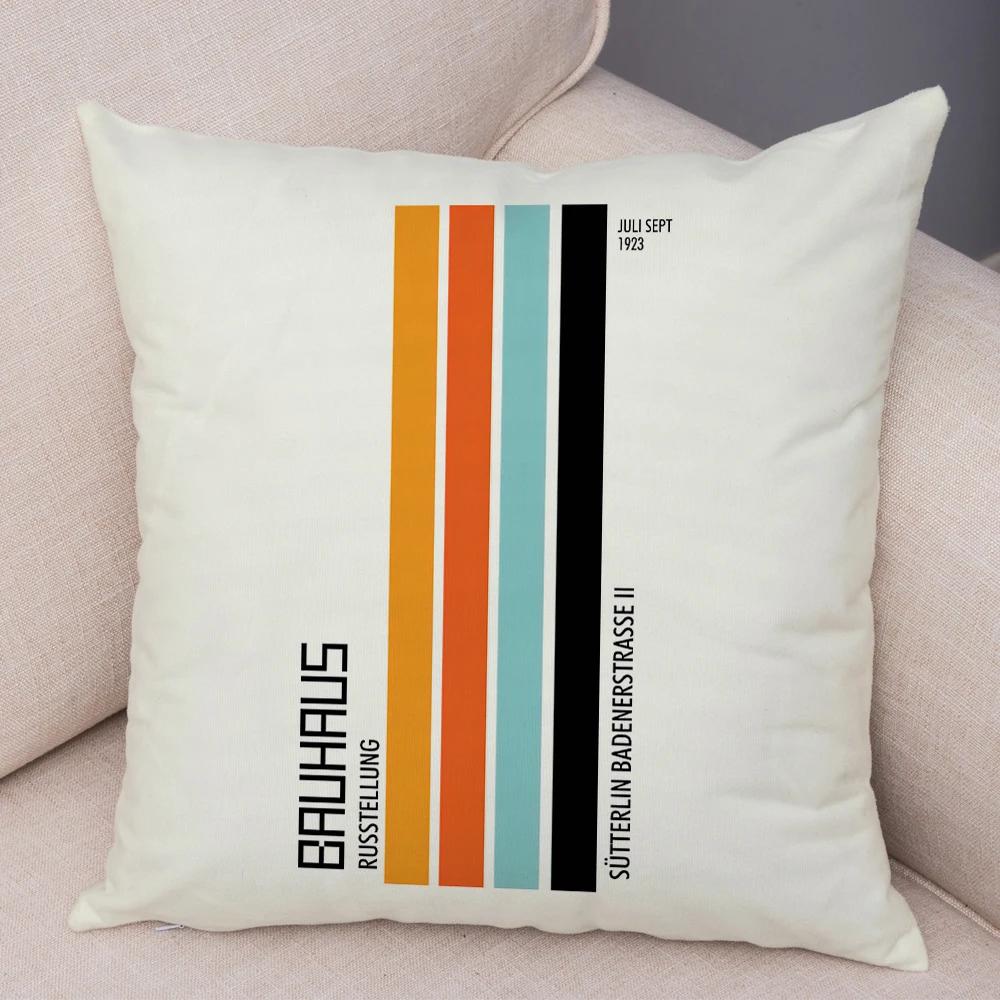 Nordic Minimalist Color Block Double Print Cushion Cover Decor Bauhaus Modern Pillowcase Soft Plush Throw Pillow Case For Sofa