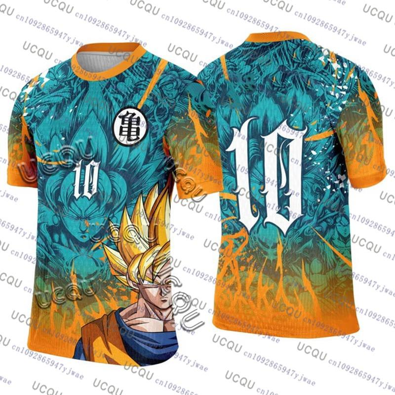 2025 Japanse Anime Voetbalshirt Dragon Ball Heren/Dames Oversized T-shirt Zomer Sneldrogend Sport Ademend Bandai Cosplay T-shirt
