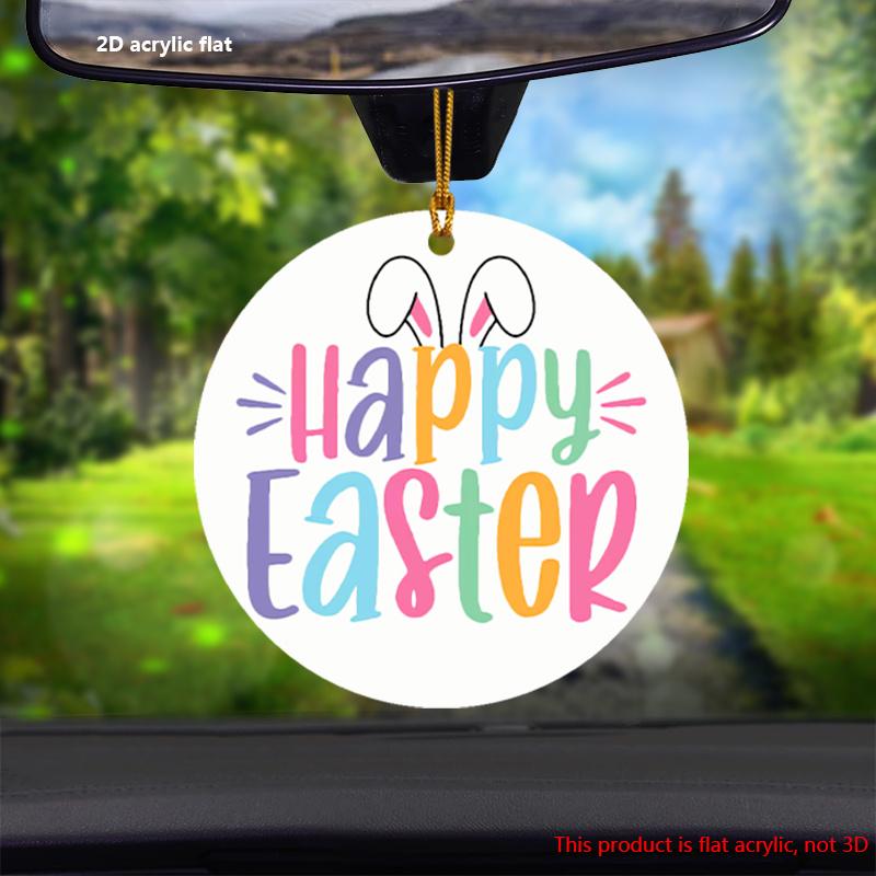 2D Flat Happy Easter Bunny Round Acrylic Decorative Sign, Bunny Design, Suitable for Wall Decoration, Porch, Room, Villa, Accents Home, Hallway, or Wo