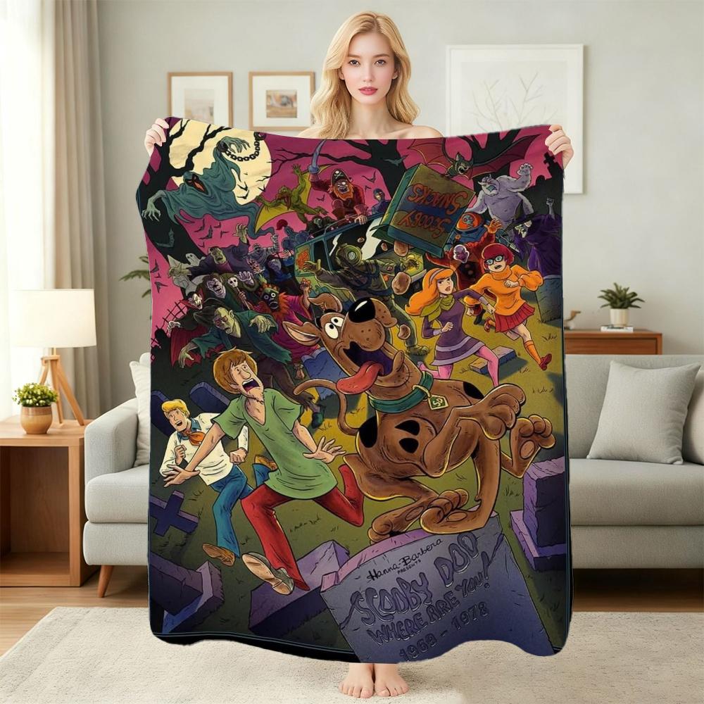 Scoobydoo Gang Anime Printed Blanket Skinfriendly Soft Fleece Blanket For Outdoor Travel Lightweight Home Decor Holiday Gift