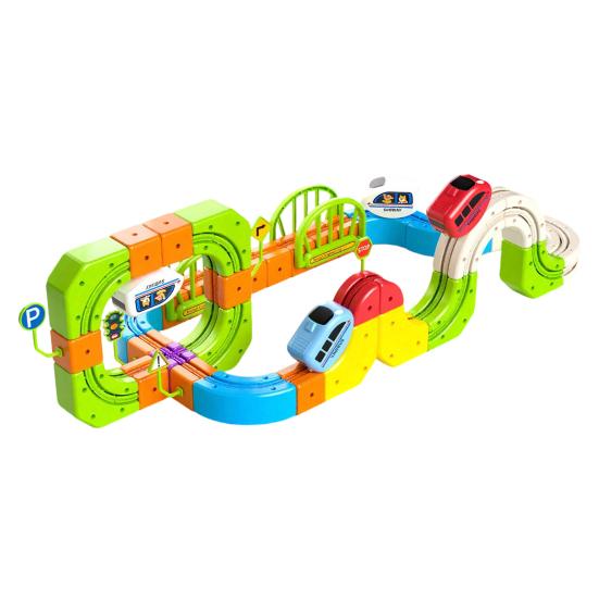 1 Set Çocuk Elektrikli Raylı Tren Oyuncak DIY Tren Yapı Bloğu Ray Yapım Kiti Küçük Çocuklar Erkek Kızlar Elektrikli Tren Ray Montaj Oyuncak