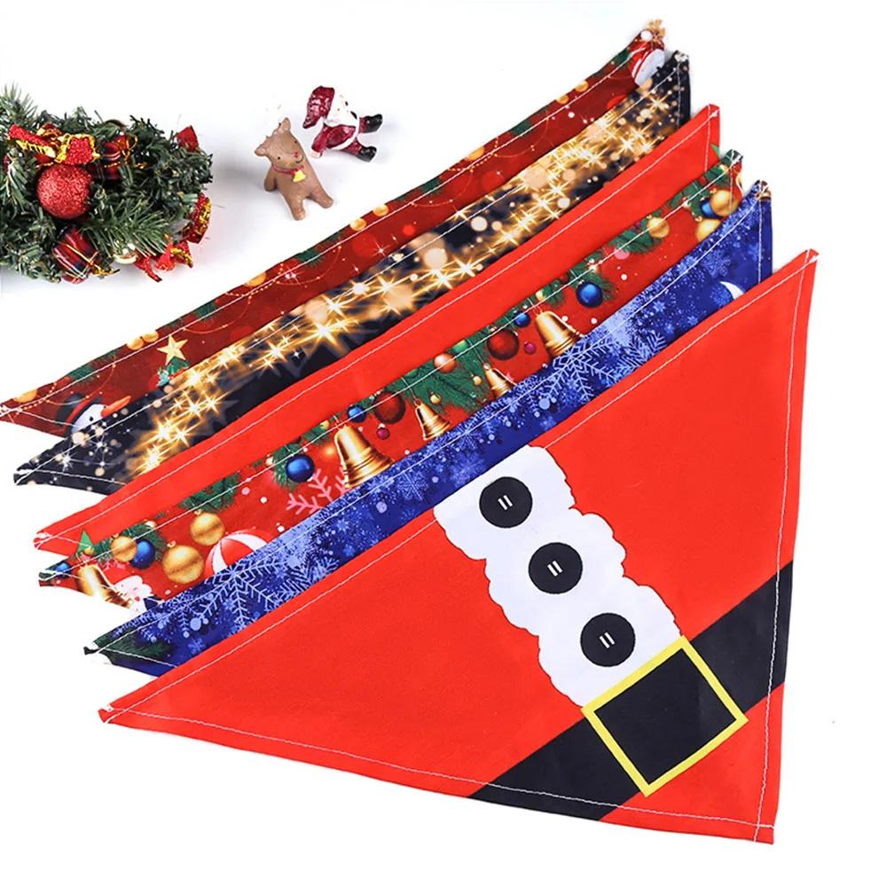 Christmas Dog Bandanas Santa Claus Dog Scarf For Boy And Girl Pet Holiday Bandana For Small Medium Dogs Puppy Triangular Bandage
