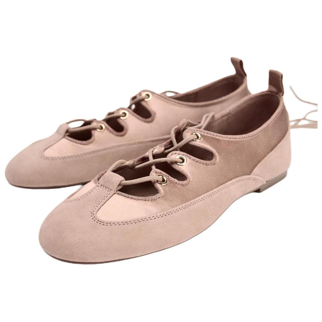 Zara Fashionable Comfortable Personalized Trendy Design With Decorative Contrast Details Round Toe Ballet Flats Women Flats Pink 12545510050
