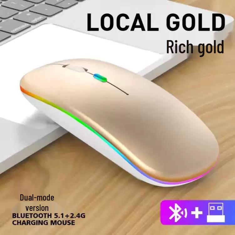 Dual-Mode Ultra-Thin Rechargeable Bluetooth Silent Mouse with Luminous Feature for Office and Tablet Use