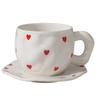 Korean ins style, hand-painted flower handmade ceramic coffee cup, ceramic milk coffee cup and saucer set
