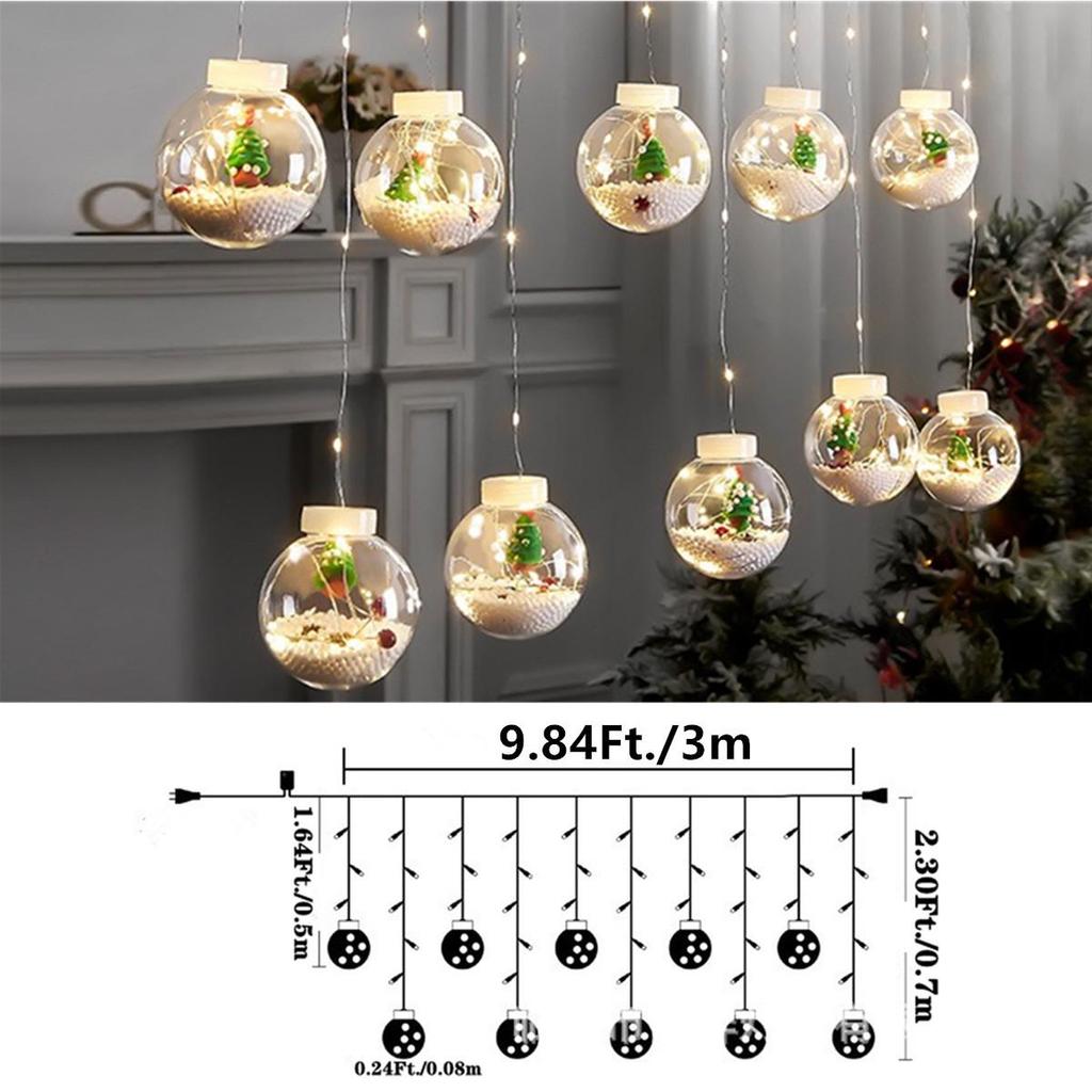 LED Santa Claus Wishing Ball Curtain Lights for Romantic Holiday Decorations and Store Window Displays