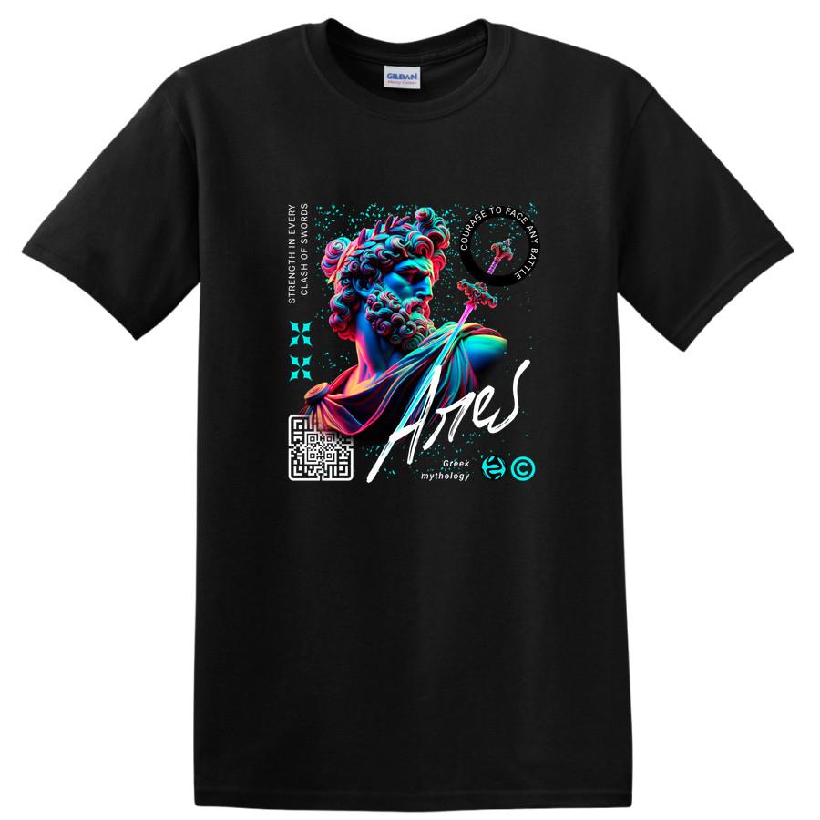 Greek God Zeus Statue T Shirt Vintage Art Courage to Face Any Battle Tee 4XL