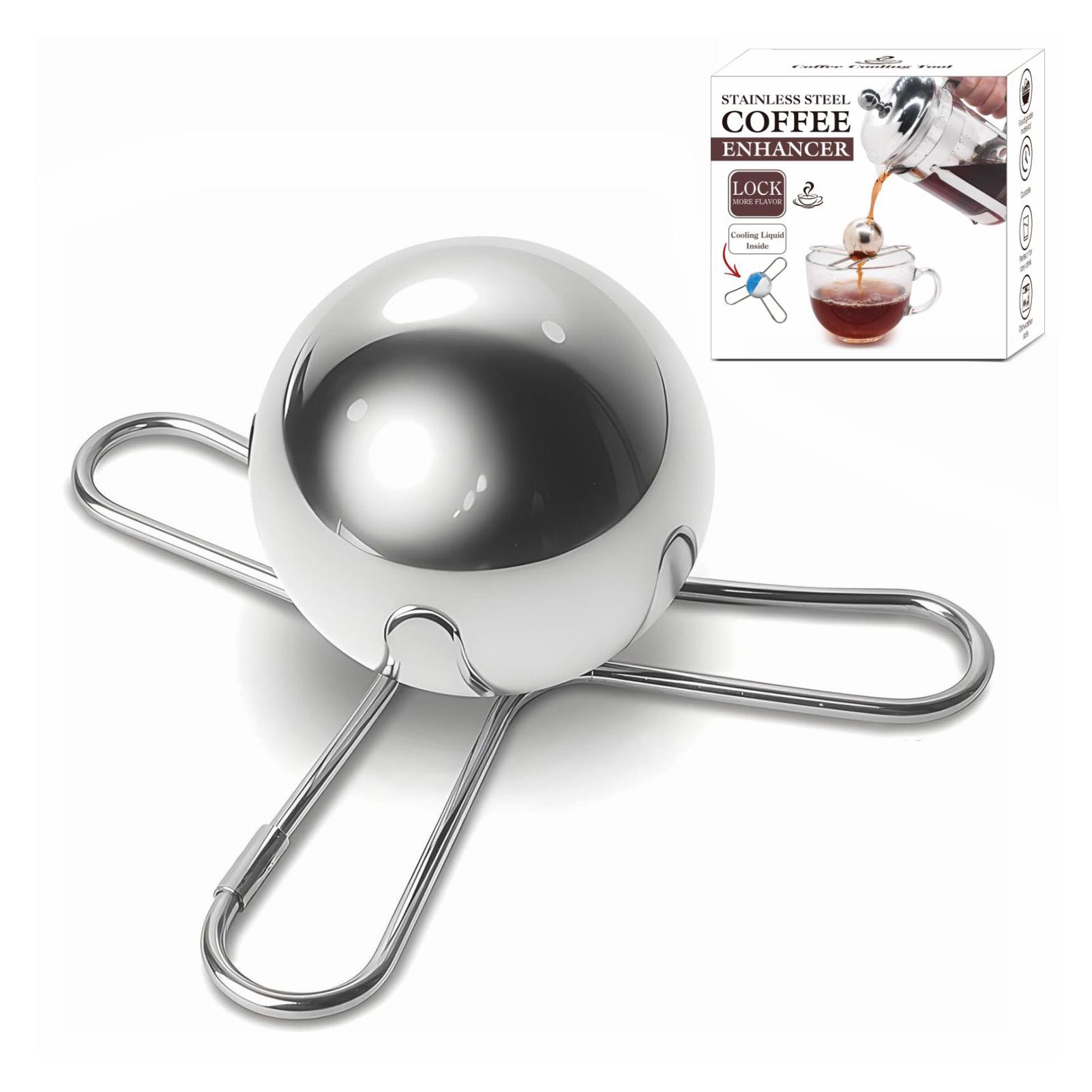 2025 New Stainless Steel Espresso Coffee Ice Cube Ball Whiskey Chilling Stone With Holder Reusable Cooling Coffee Tool