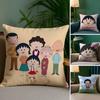 Cartoon Chibi M-Maruko-ChanS Pillow Case Soft Plush Fabric Double Sided Print Decorative Home Living Room Gift Cushion