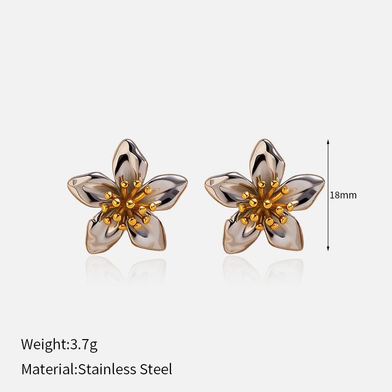 Hot-selling new ins wind titanium steel stud earrings in Europe and America, high-end trend wind stainless steel earrings, electroplated 18K gold jewe