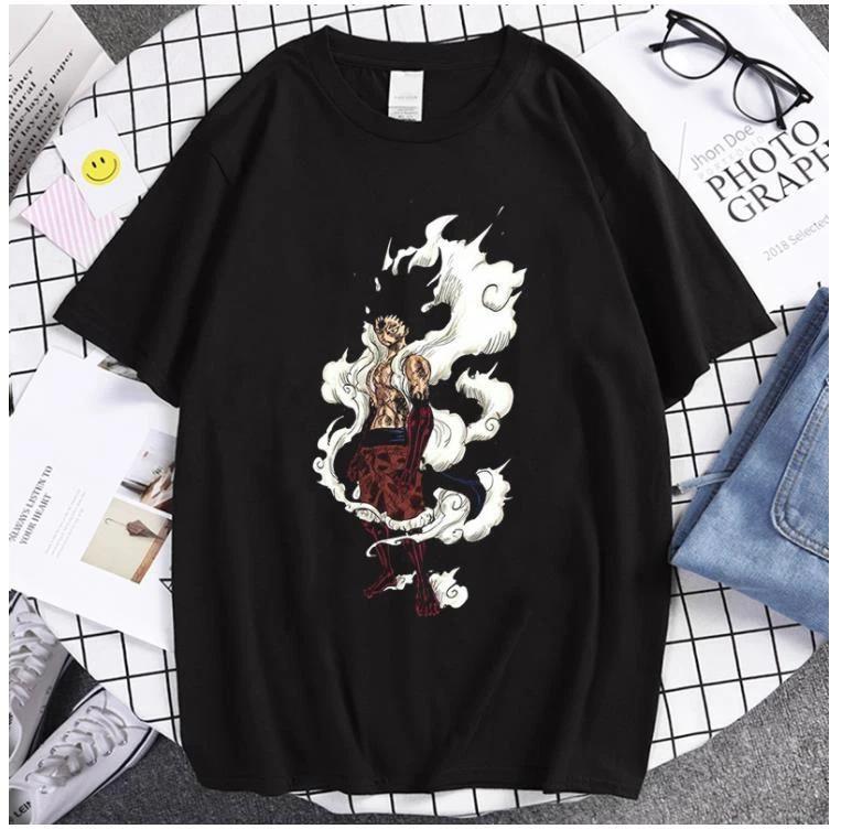 One Piece Luffy Cosplay Anime T-Shirt Shirt Undershirt Costumes Cotton Black 3XL