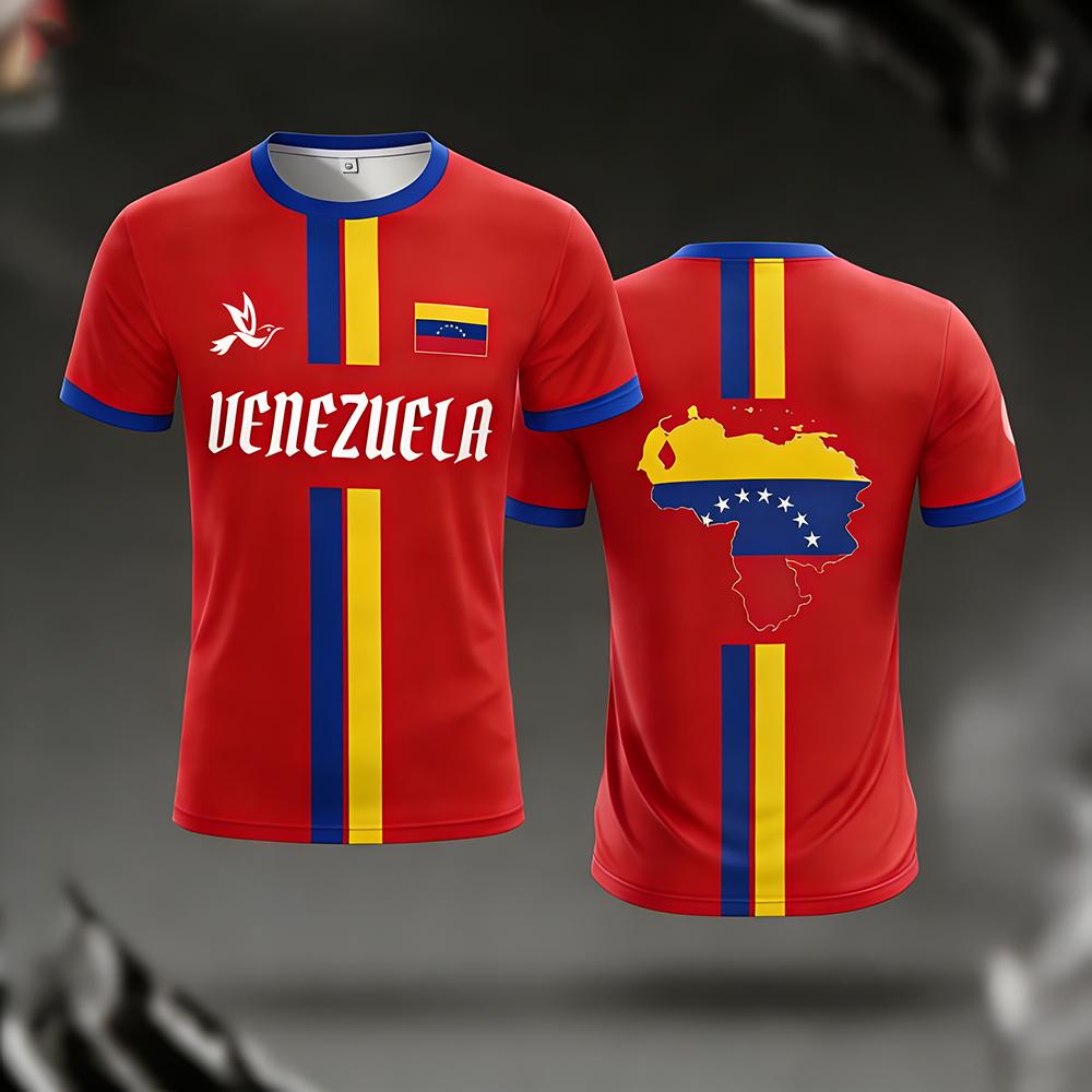 Venezuela Flag Print Jersey Summer Men's Football Training Apparel Youth Outdoor Sports Breathable Quick Drying Sports T-shirt