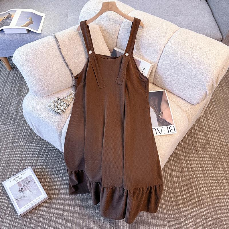 

Plus Size Women s Corduroy Fishtail Slip Dress - Spring/Autumn 2XL (120-160 jin)